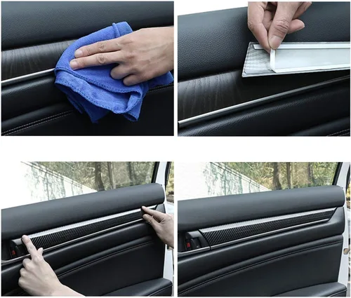 Vista 5 de x xotic tech Tira de cubierta de moldura de panel de puerta lateral interior, patrón de fibra de carbono, compatible con Honda Accord Sedan 10ª