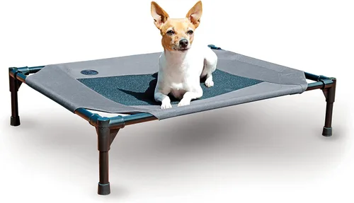 Vista 27 de K&H PET PRODUCTS - Cuna elevada para mascotas con centro de malla, varios tamaños Malla de color marrón.