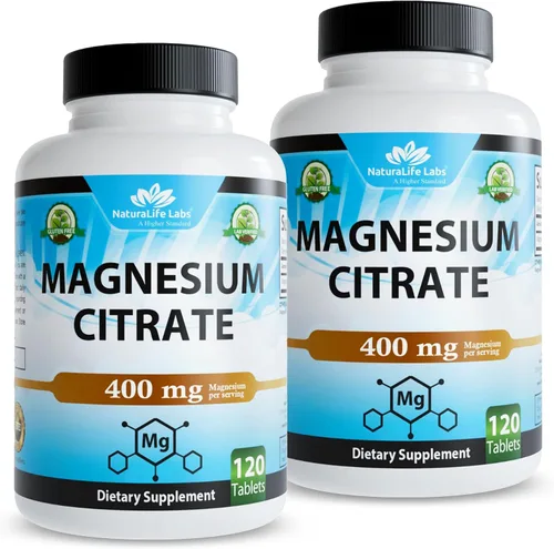 Vista 9 de Citrato de magnesio 400 mg - 120 comprimidos alivio del estrés de alta potencia, apoyo para la relajación del sueño, apoya la función nerviosa