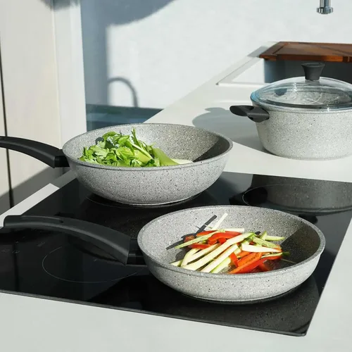 Vista 2 de Flonal Pepita Bronze Juego de utensilios de cocina antiadherentes de aluminio forjado de 8 piezas (gris)