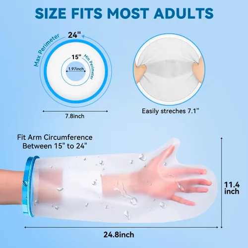 Vista 5 de Fundas de fundición para brazo de ducha, 100% impermeables, fundas de brazo para ducha para adultos, brazo de ducha fundido reutilizable, protector