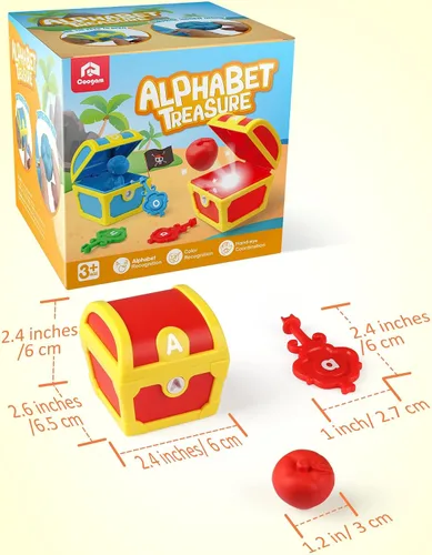 Vista 7 de Coogam Juguetes de Aprendizaje del Alfabeto para Niños Pequeños, 26 Piezas de Letras Sorpresa, Cerraduras del Tesoro con Llaves, Juego