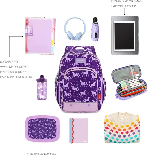 Vista 6 de mibasies Mochila para niñas pequeñas, mochila para niñas, preescolar jardín de infantes y escuela primaria, Horóscopo Unicorni, Niños-16L US
