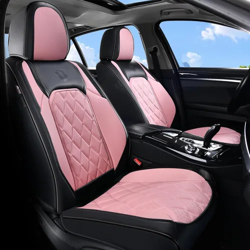 Vista 30 de Coverado Fundas de Asientos Delanteros, Funda de Asiento de Cuero Sintético de Lujo Impermeable, Protector de Asiento de Coche Beige, Funda