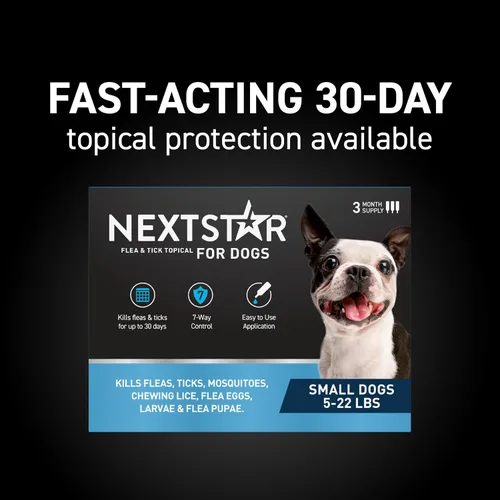 Vista 2 de NextStar Perros tópicos de pulgas y garrapatas pequeños, 7 vías, 1 mes