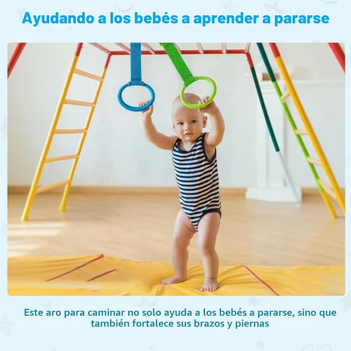 Vista 6 de 8 anillos de dominadas para corralitos de juegos, anillos de seguridad ajustables de plástico para bebés, asistente de caminar para niños pequeños