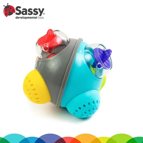 Vista 2 de Sassy Bola de baño STEM para ducha de lluvia, juguete de baño de 6 meses en adelante