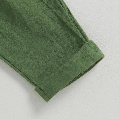 Vista 7 de Karuedoo Conjunto de camisas Henley de algodón y lino con botones y pantalones casuales para bebé niño