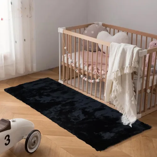 Vista 20 de Latepis Alfombra Pequeña Negra Esponjosa 2x3 pies Manta de Piel Sintética de Conejo Alfombra Suave Lavable Alfombras Peludas Shag para Dormitorio