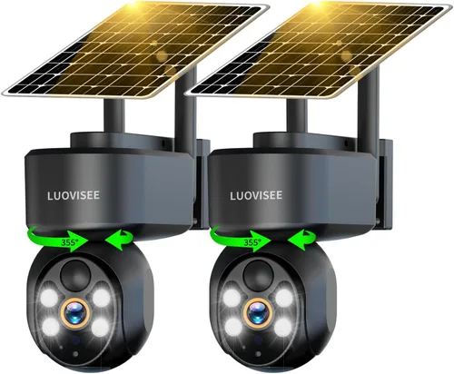 Vista 10 de Luovisee Cámara de seguridad solar 2K inalámbrica para exteriores, cámaras WiFi para seguridad del hogar alimentadas por batería, compatible