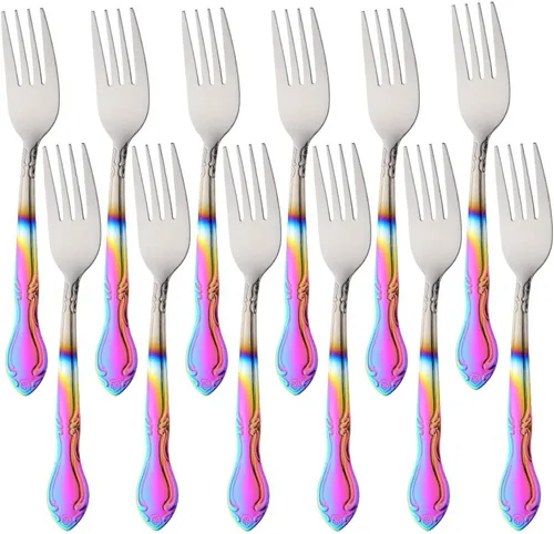 Vista 24 de Cucharas de sopa, cucharas redondas de acero inoxidable para caldo con borde de flor, juego de 12 piezas de acero inoxidable para café, azúcar