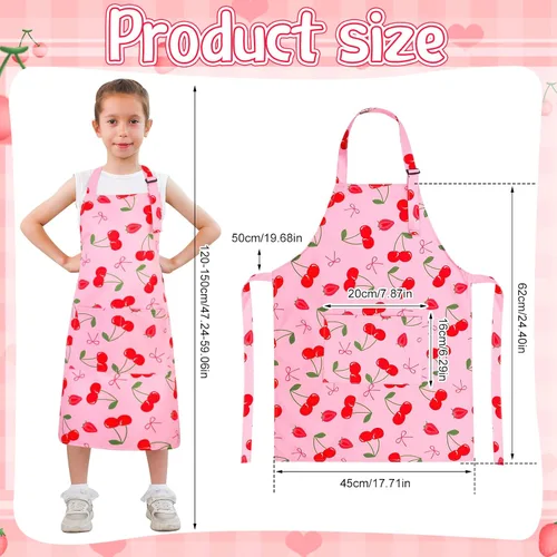 Vista 2 de Paquete de 2 delantales para niños, bonitos delantales de cocina, delantal de arte impermeable con bolsillos, delantal ajustable para pintores