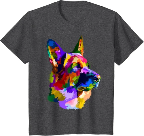 Vista 29 de Camiseta con retrato de pastor alemán para dueños de perros, Negro, S