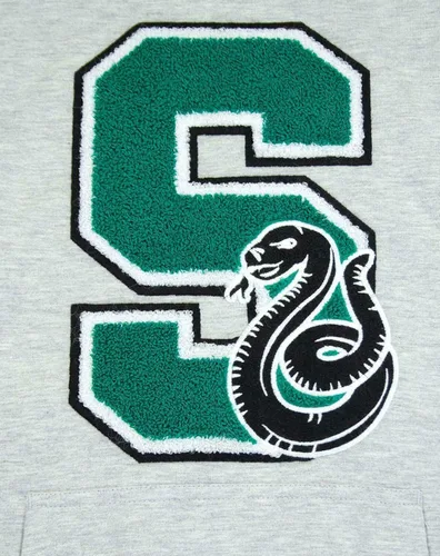 Vista 6 de Harry Potter Hogwarts Slytherin S Patch Unisex Grey Logo Premium HoodieSweater