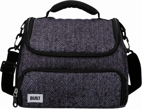 Vista 14 de BUILT Lonchera térmica con diseño "The Mindful", poliéster, gris/rosa pálido, 7.3 x 10.6 x 8.3 in