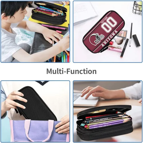 Vista 6 de Estuche para lápices Arizona, caja de lápices con nombre y número personalizados, estuche personalizado de estilo de fútbol, estuche de bolígrafo