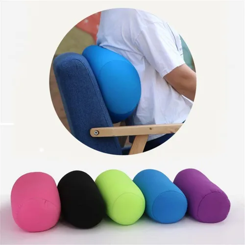 Vista 3 de ECYC Mini rollo almohada conveniente viaje azul almohadas micro talón cojín trasero, 11.8x6.3 in