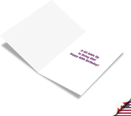 Vista 2 de NobleWorks - Tarjeta de cumpleaños número 60 con sobre - Divertida tarjeta de notas para niños de 60 años, felicitaciones de papelería - Ecuación