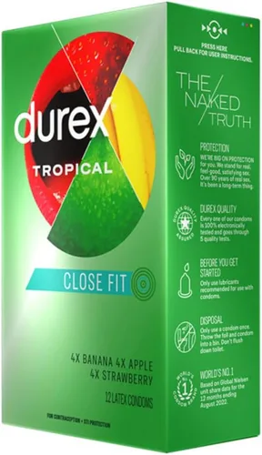 Vista 8 de Durex Preservativos de látex con sabor tropical, 12