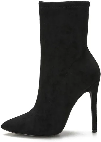 Vista 7 de CAMSSOO Botas de tobillo elegantes para mujer, con puntera puntiaguda, tacón alto, cómodas botas de media pantorrilla