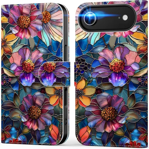 Vista 93 de DEENAKIN Funda tipo cartera para iPhone 15 con tarjetero + clip para efectivo, bloqueo RFID, protección contra caídas de grado militar y obras