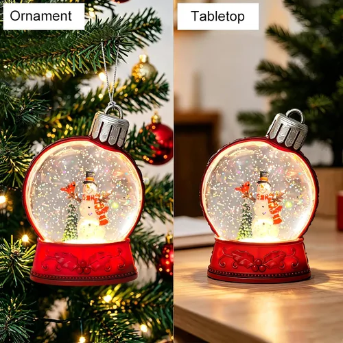 Vista 5 de Globo iluminado con purpurina para adornos de árbol de Navidad o decoración Ornamento de muñeco