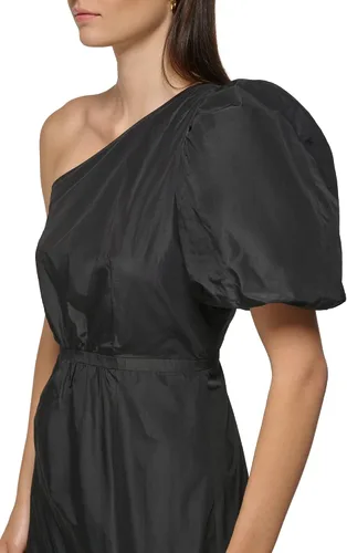 Vista 4 de Karl Lagerfeld Paris Women's Taffeta Sheath with One Shoulder Puff Sleeve