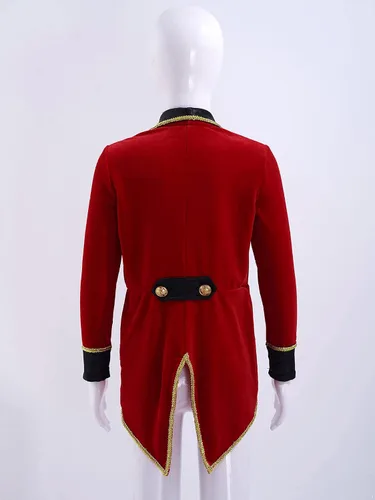 Vista 7 de Loloda Disfraz de circo de maestro de ceremonias para niños, uniforme de espectáculo, Halloween, cosplay, disfraz