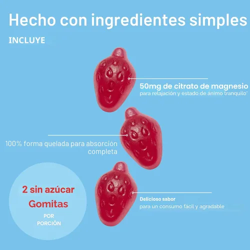 Vista 3 de Gomitas de magnesio para niños a partir de 2 años, 120 unidades, sabor a fresa sin azúcar, gomitas calmantes de citrato de magnesio para dormir