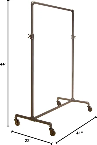 Vista 2 de Only Mannequins® Pipe Series - Perchero de ropa con ruedas de estilo de ballet ajustable de 2 vías, color gris antricita