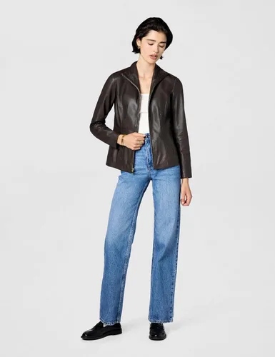 Vista 6 de Cole Haan abrigo de cuero con cuello de ala completamente forrado para mujer