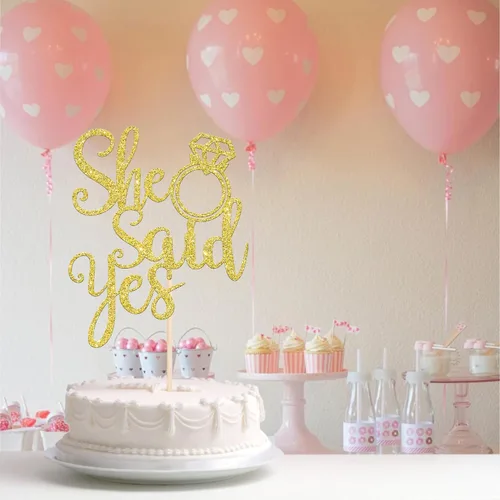 Vista 7 de 1 pieza de decoración de pastel con purpurina ensamblada con purpurina para celebrar bodas, compromisos, temática de cumpleaños, suministros