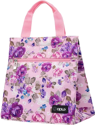 Vista 8 de opux Bolsa de almuerzo tipo tote para mujeres, lonchera aislada tipo tote para niñas, niños, adultos, escuela y trabajo, bolsa de almuerzo
