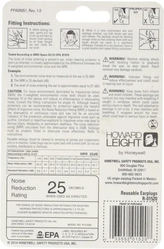 Vista 2 de Howard Leight by Honeywell SmartFit - Tapones para los oídos reutilizables con cable, 2 pares (R-01520), naranja con azul