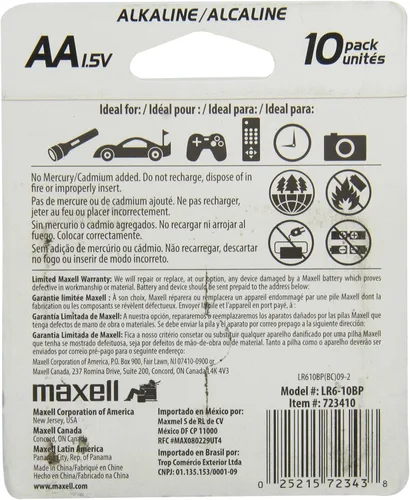 Vista 2 de Pilas alcalinas AAA Maxell 2, paquete de 10, 723410, computadora, 1, 1