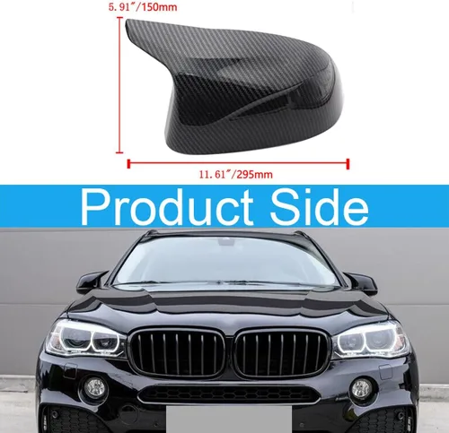 Vista 3 de Tapa de Reemplazo para Espejo Retrovisor Lateral para BMW X5 F15 X6 F16 X3 F25 LCI X4 F26, Espejos Laterales de ABS de Aspecto de Fibra de Carbono