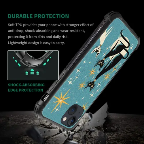 Vista 3 de Compatible con iPhone 13 Mini, diseño de H Art Cat Pattern, H Funda protectora de TPU resistente a arañazos y golpes para iPhone 13 Mini de 5.4