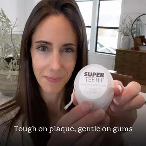 Vista 6 de SuperTeeth - Hilo dental suave prebiótico con hidroxiapatita y xilitol, hilo dental expansible para adultos y niños, ayuda a las encías sensibles