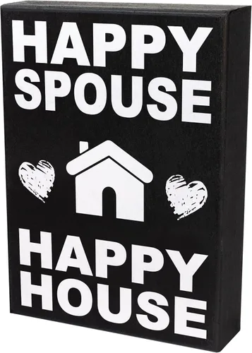 Vista 8 de JennyGems Cartel de Happy Spouse Happy House, regalos divertidos de boda, regalos para parejas, letreros de matrimonio, decoración para parejas
