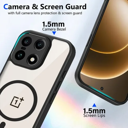 Vista 653 de Funda magnética transparente compatible con Xiaomi 17T, color negro 2 en 1 PC + TPU cubierta de teléfono a prueba de golpes, carcasa protectora