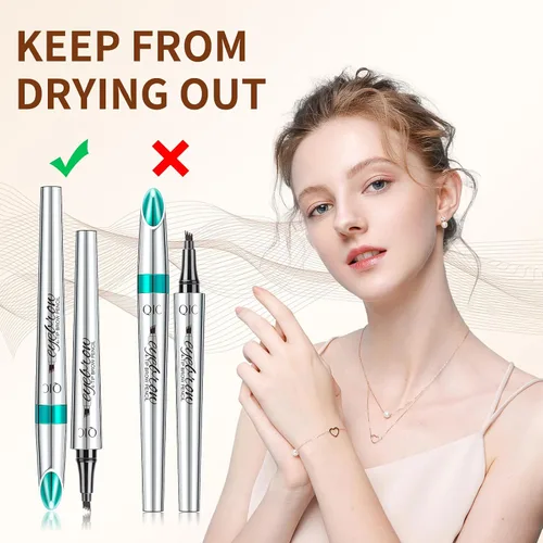 Vista 4 de QIC Lápiz de cejas de 4 puntas, bolígrafo microblading impermeable de larga duración con aplicador de punta de microhorquilla mejorado para cejas