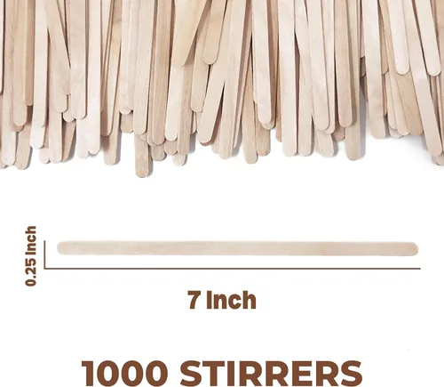 Vista 2 de Makerstep Agitadores de café de madera de abedul, palitos de café de 7 pulgadas (paquete de 1000) respetuosos con el medio ambiente, palos de madera