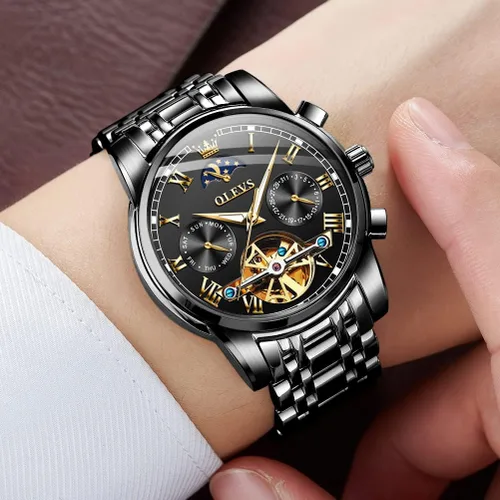 Vista 66 de OLEVS Relojes automáticos para hombre, esqueleto mecánico, de lujo, a la moda, reloj de pulsera luminoso impermeable