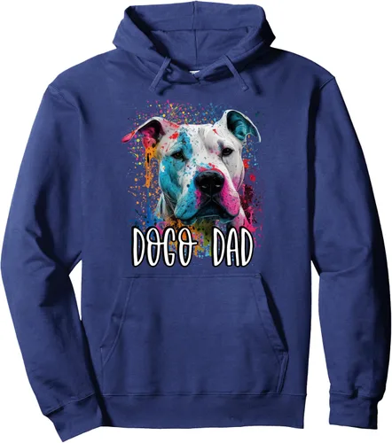 Vista 5 de Colorido Splash Art Dogo Argentino Dad Retrato Cachorro Sudadera Con Capucha, Negro