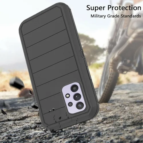 Vista 4 de Asuwish Funda de teléfono para Samsung Galaxy A32 4G de 6.4 pulgadas con protector de pantalla de vidrio templado y cubierta para celda, híbrida