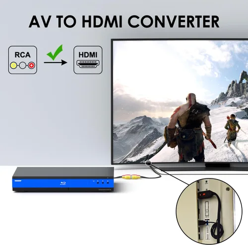 Vista 3 de Dingsun Adaptador de convertidor RCA a HDMI compatible con interruptor 4: 3/16: 9 para PS2/PS3/N64/Wii/VHS/VCR/Blue-Ray, etc.