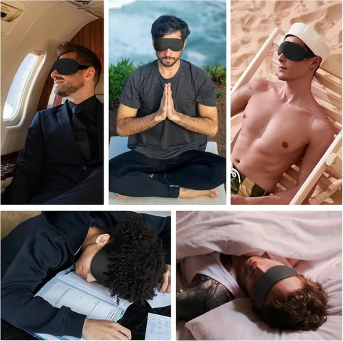 Vista 7 de Máscara de Ojos con Peso para Dormir - Máscaras de Ojos para Dormir con Correa Ajustable, Cubiertas de Ojos para Extensiones de Pestañas
