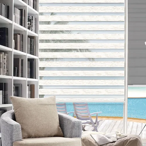 Vista 9 de Persianas Zebra/Persianas Enrollables motorizadas con control remoto (persianas de ventana) con batería recargable. Compatible con hogar