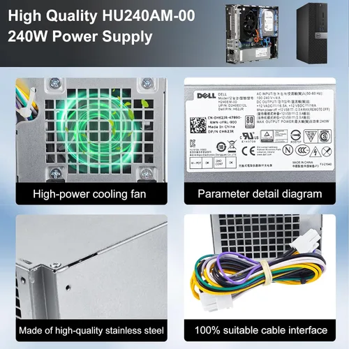 Vista 5 de Fuente de alimentación actualizada de 240 W para Dell Inspiron 3650 3656 Optiplex 3040 5040 7040 SFF HU240AM-00 AC240EM-00 L240NM-00 P/N: THRJK