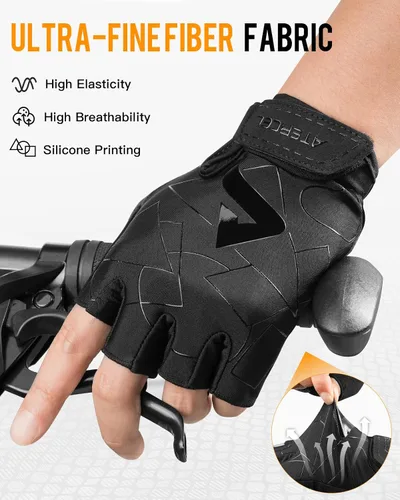 Vista 3 de ATERCEL Guantes de ciclismo para hombre, para ciclismo, entrenamiento, gimnasio, entrenamiento, levantamiento de pesas, al aire libre, motocross